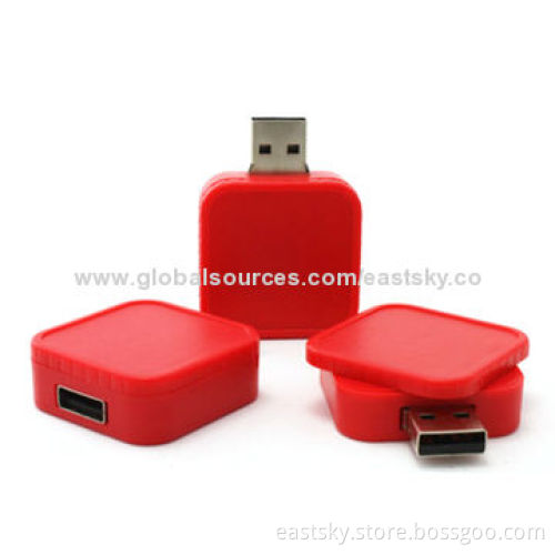 Promotional Square Swivel USB Flash Drive, Like a Square Box, 64MB to 32GB Memory CapacityNew